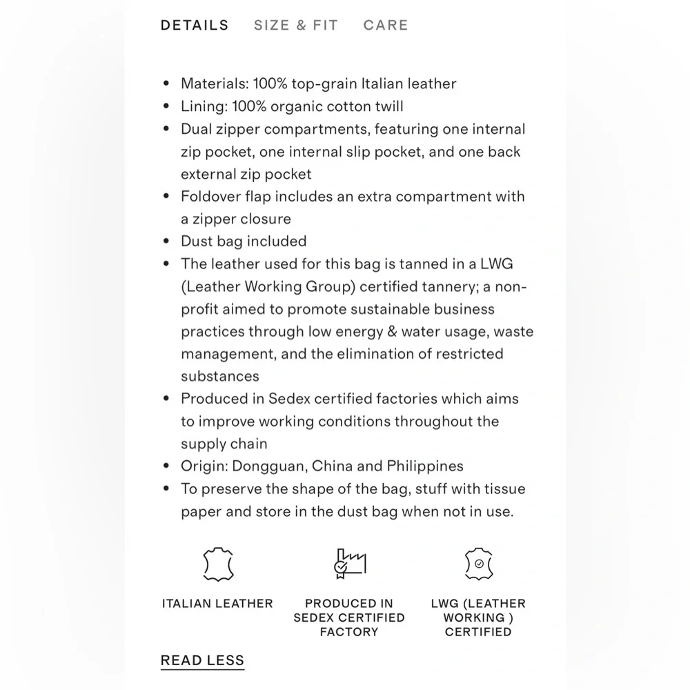 New Quince Italian Leather Foldover Crossbody in Cognac - Picture 9 of 15